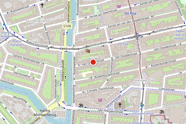 Brandweer-melding op Van Ostadestraat, Amsterdam op 4 juni, kaart-overzicht