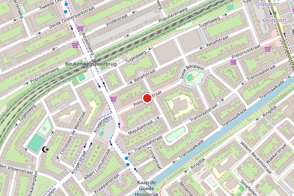 Brandweer-melding op Pretoriusstraat, Amsterdam op 4 juni, kaart-overzicht