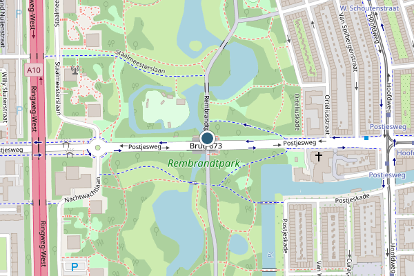 Politie-melding op Rembrandtpark, Amsterdam op 4 juni, kaart-overzicht