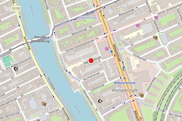 Brandweer-melding op Oetgensstraat, Amsterdam op 4 juni, kaart-overzicht