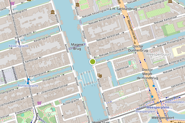 Ambulance-melding op Amstel, Amsterdam op 4 juni, kaart-overzicht