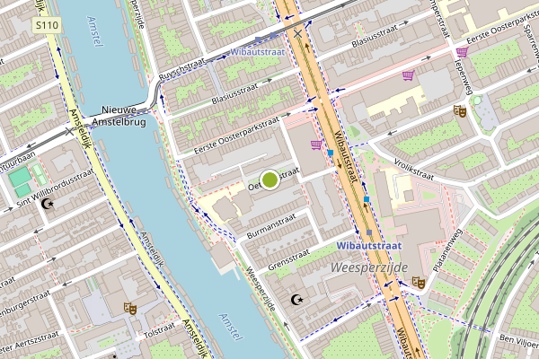 Ambulance-melding op Oetgensstraat, Amsterdam op 4 juni, kaart-overzicht
