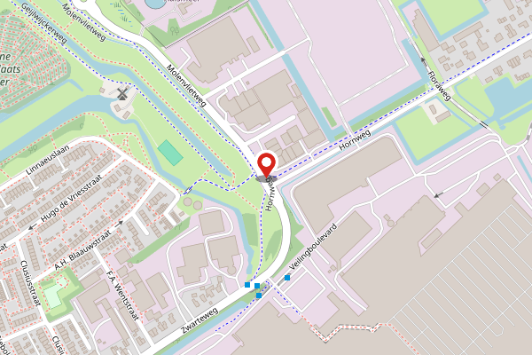 Brandweer-melding op Molenvlietweg, Aalsmeer op 29 april, kaart-overzicht