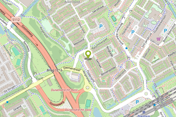 Ambulance-melding op Polderland, Diemen op 29 april, kaart-overzicht