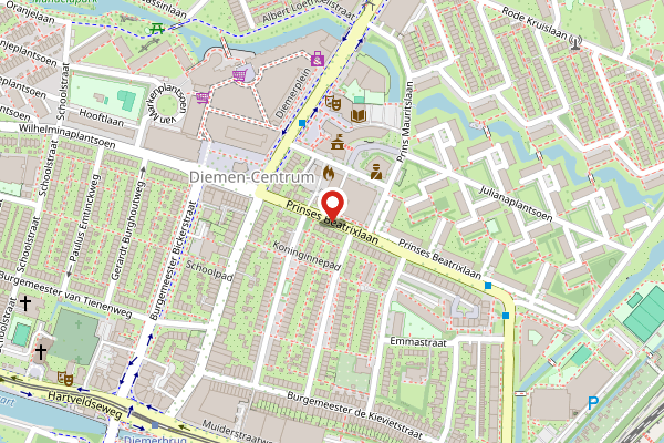 Brandweer-melding op Prinses Beatrixlaan, Diemen op 29 april, kaart-overzicht