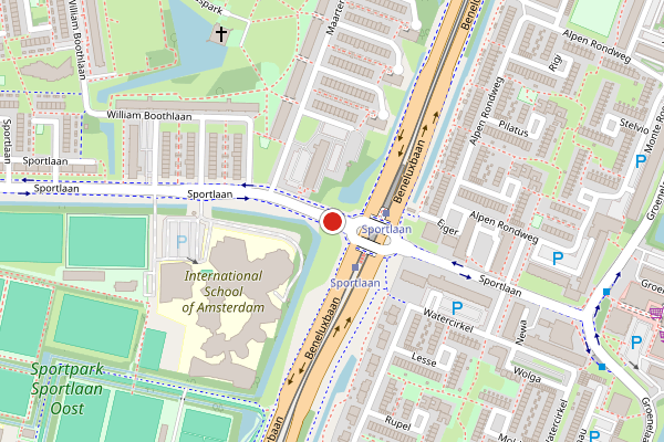 Brandweer-melding op Sportlaan, Amstelveen op 5 juni, kaart-overzicht