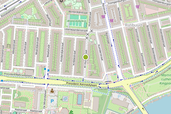Ambulance-melding op Hunzestraat, Amsterdam op 5 juni, kaart-overzicht