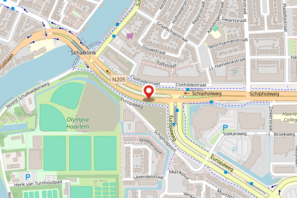 Brandweer-melding op Schipholweg, Haarlem op 30 april, kaart-overzicht