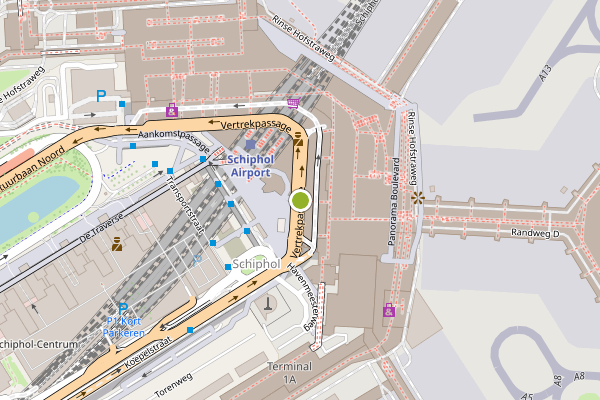 Ambulance-melding op Vertrekpassage, Schiphol op 5 juni, kaart-overzicht