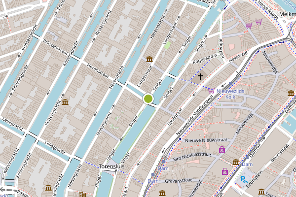 Ambulance-melding op Singel, Amsterdam op 6 juni, kaart-overzicht
