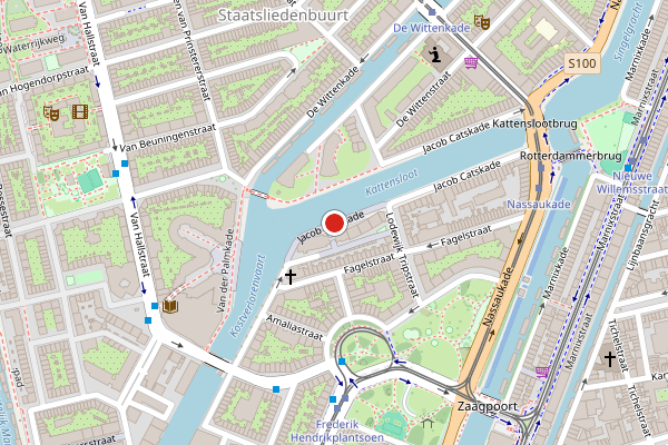 Brandweer-melding op Jacob Catskade, Amsterdam op 6 juni, kaart-overzicht