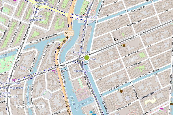 Ambulance-melding op Rozengracht, Amsterdam op 6 juni, kaart-overzicht