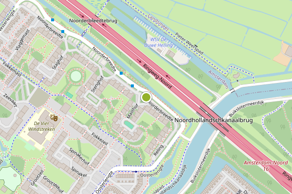 Ambulance-melding op Noorderbreedte, Amsterdam op 6 juni, kaart-overzicht