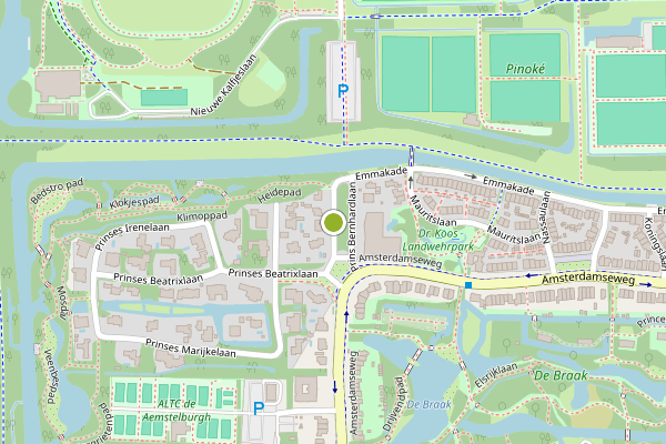 Ambulance-melding op Prins Bernhardlaan, Amstelveen op 6 juni, kaart-overzicht