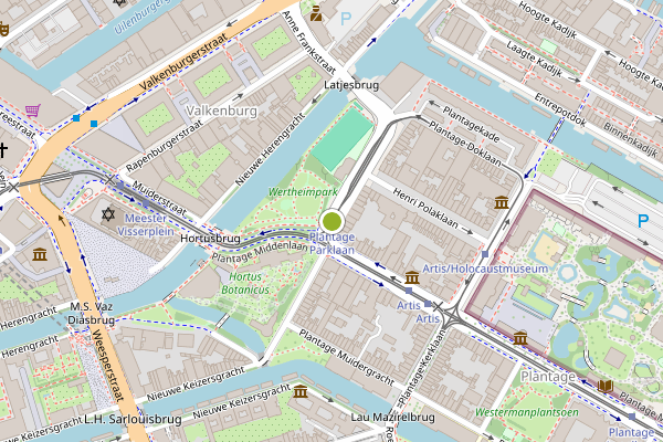 Ambulance-melding op Plantage Parklaan, Amsterdam op 6 juni, kaart-overzicht