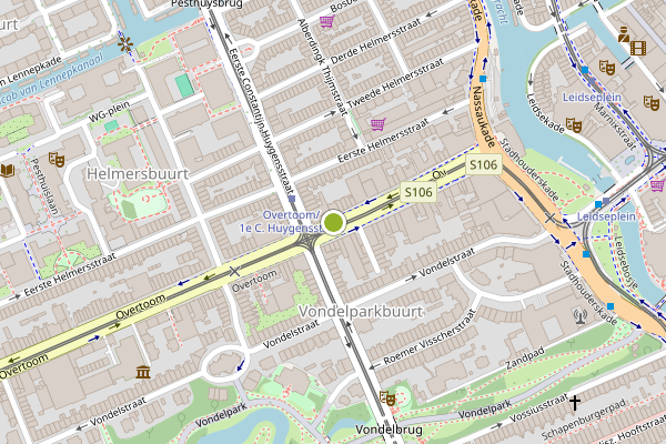 Ambulance-melding op Overtoom, Amsterdam op 6 juni, kaart-overzicht