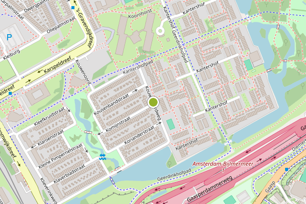 Ambulance-melding op Kouwenoordweg, Amsterdam op 6 juni, kaart-overzicht