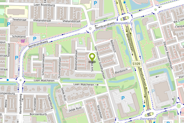 Ambulance-melding op Sint Philipsland, Amstelveen op 1 mei, kaart-overzicht
