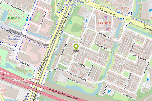 Ambulance-melding op De Parelvisserslaan, Amstelveen op 1 mei, kaart-overzicht