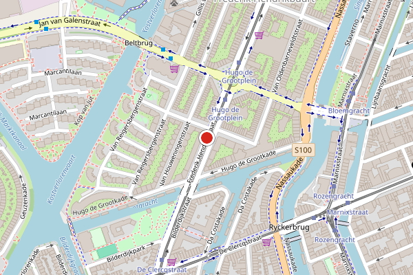 Brandweer-melding op Frederik Hendrikstraat, Amsterdam op 6 juni, kaart-overzicht
