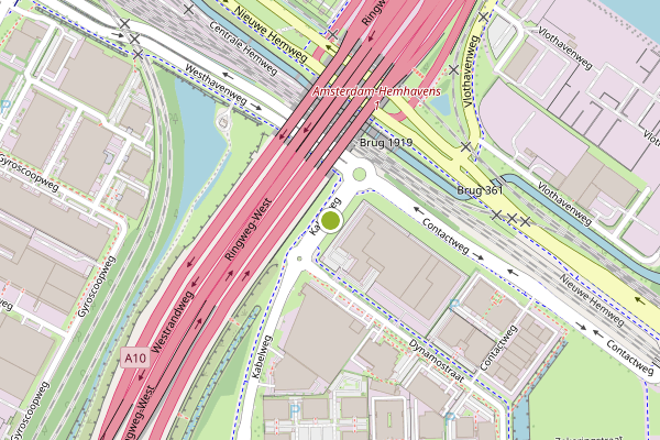 Ambulance-melding op Kabelweg, Amsterdam op 6 juni, kaart-overzicht
