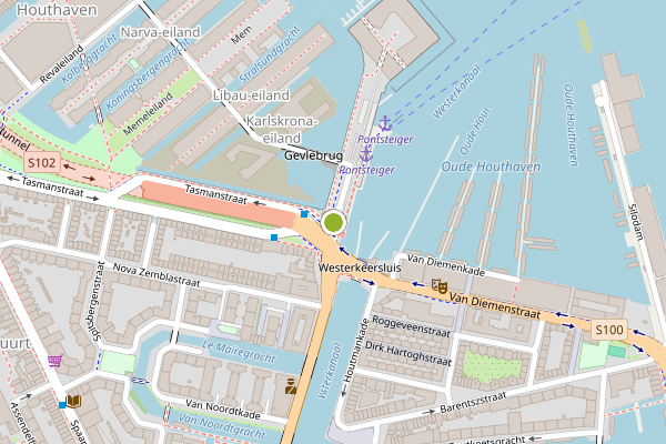 Ambulance-melding op Pontsteiger, Amsterdam op 7 juni, kaart-overzicht