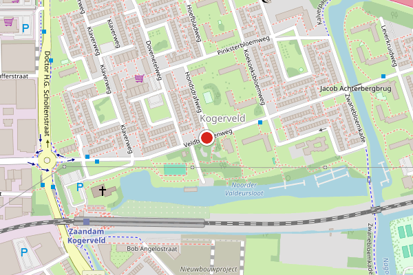 Brandweer-melding op Veldbloemenweg, Zaandam op 7 juni, kaart-overzicht