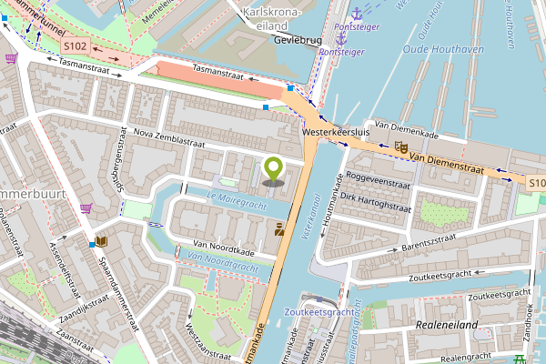 Ambulance-melding op Nova Zemblastraat, Amsterdam op 1 mei, kaart-overzicht
