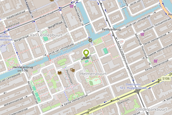 Ambulance-melding op WG-plein, Amsterdam op 1 mei, kaart-overzicht