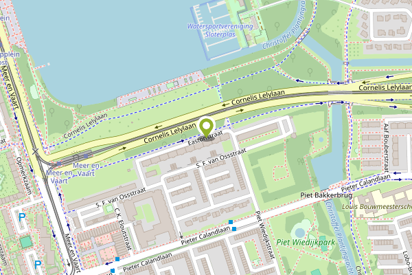 Ambulance-melding op Eastonstraat, Amsterdam op 1 mei, kaart-overzicht