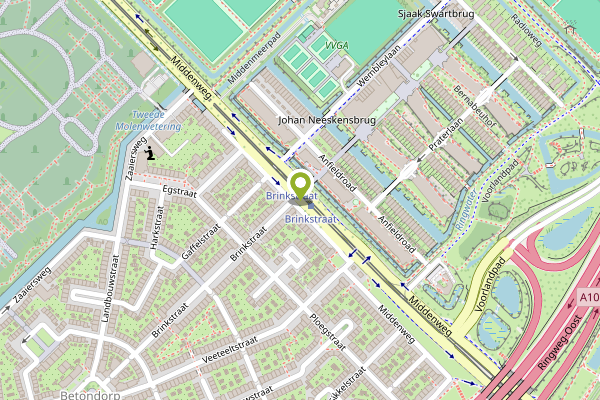 Ambulance-melding op Middenweg, Amsterdam op 1 mei, kaart-overzicht