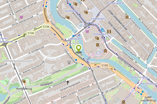 Ambulance-melding op Leidsebosje, Amsterdam op 1 mei, kaart-overzicht