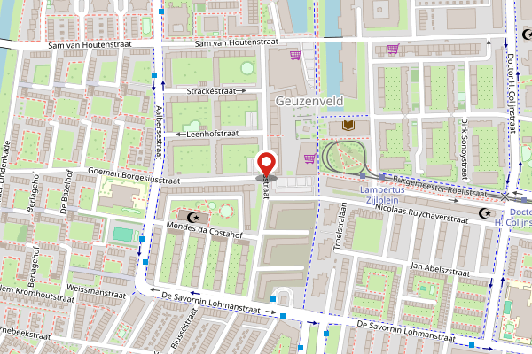 Brandweer-melding op Nolensstraat, Amsterdam op 1 mei, kaart-overzicht
