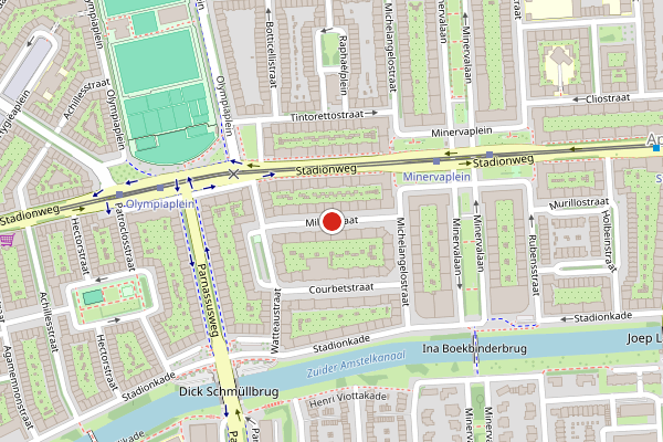 Brandweer-melding op Milletstraat, Amsterdam op 7 juni, kaart-overzicht