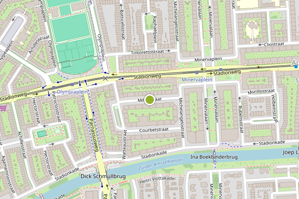 Ambulance-melding op Milletstraat, Amsterdam op 7 juni, kaart-overzicht