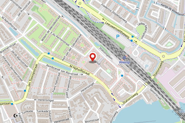 Brandweer-melding op Dichtershof, Weesp op 23 april, kaart-overzicht