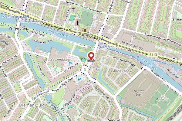 Brandweer-melding op Beukenhorst, Diemen op 1 mei, kaart-overzicht