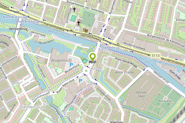Ambulance-melding op Beukenhorst, Diemen op 1 mei, kaart-overzicht