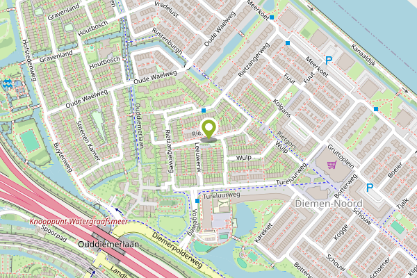 Ambulance-melding op Rietgors, Diemen op 30 april, kaart-overzicht