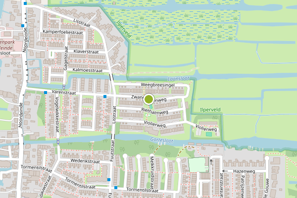 Ambulance-melding op Zwanebloemweg, Landsmeer op 8 juni, kaart-overzicht