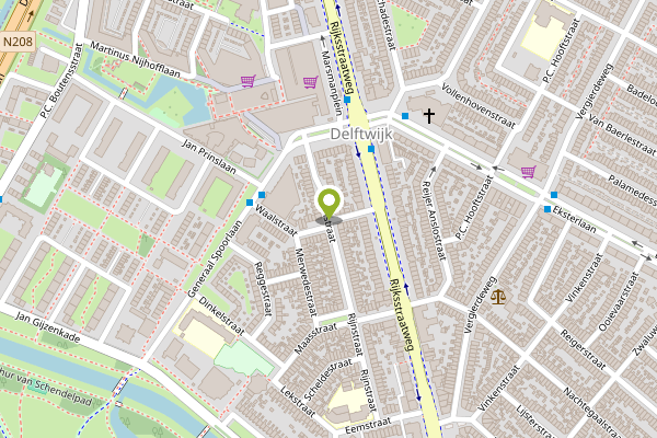 Ambulance-melding op Rijnstraat, Haarlem op 1 mei, kaart-overzicht