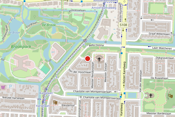 Brandweer-melding op Wolfert van Borsselenweg, Amstelveen op 8 juni, kaart-overzicht