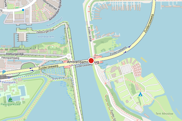 Brandweer-melding op Zuiderzeeweg, Amsterdam op 8 juni, kaart-overzicht