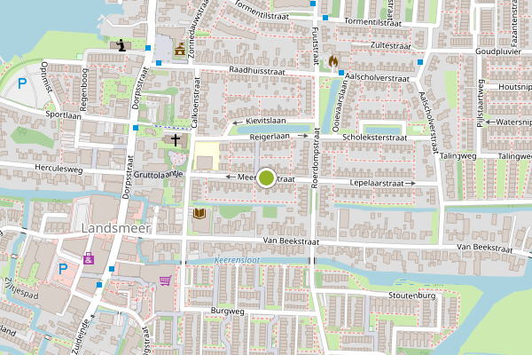 Ambulance-melding op Meerkoetstraat, Landsmeer op 8 juni, kaart-overzicht