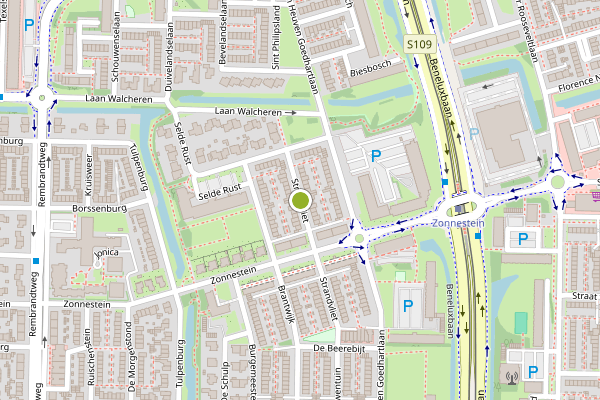 Ambulance-melding op Strandvliet, Amstelveen op 8 juni, kaart-overzicht