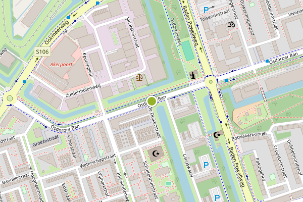 Ambulance-melding op Osdorper Ban, Amsterdam op 8 juni, kaart-overzicht