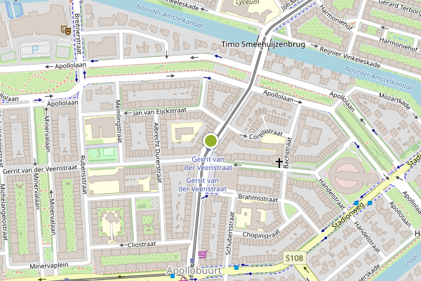 Ambulance-melding op Beethovenstraat, Amsterdam op 8 juni, kaart-overzicht