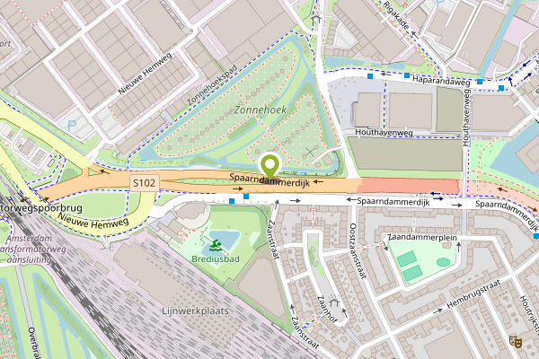 Ambulance-melding op Spaarndammerdijk, Amsterdam op 2 mei, kaart-overzicht