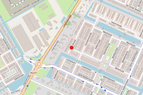 Brandweer-melding op Westhove, Amstelveen op 9 juni, kaart-overzicht