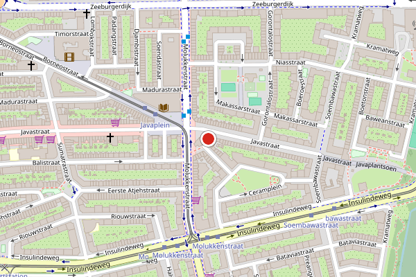 Brandweer-melding op Javaplein, Amsterdam op 9 juni, kaart-overzicht